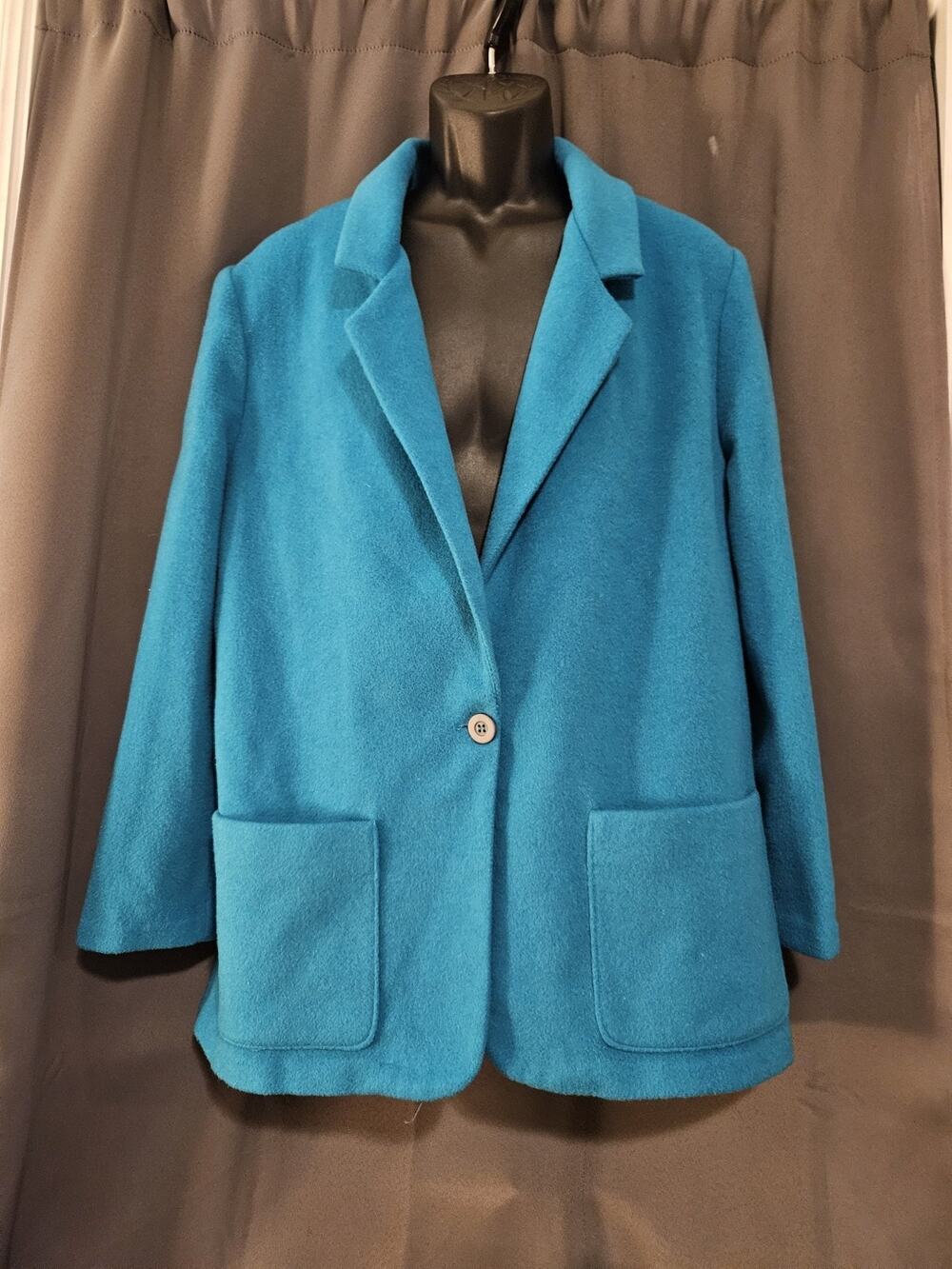 VTG 80s New Attitude Russ Togs Wool Blend Blazer Jacket Teal Turquoise Size 12